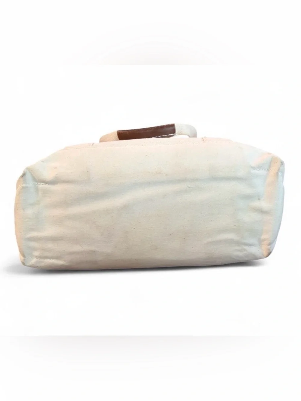 L.L.Bean Limited Edition (only 100 made) cream canvas tote,brown leather handles